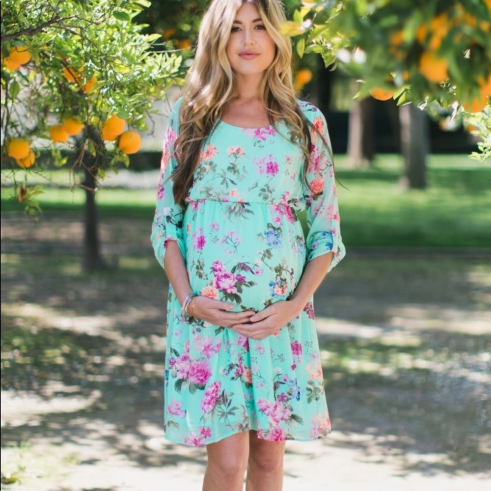 Pink blush maternity floral dress